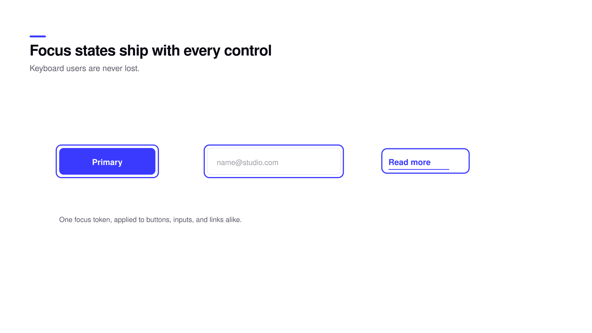 Interactive elements showing clear keyboard focus states