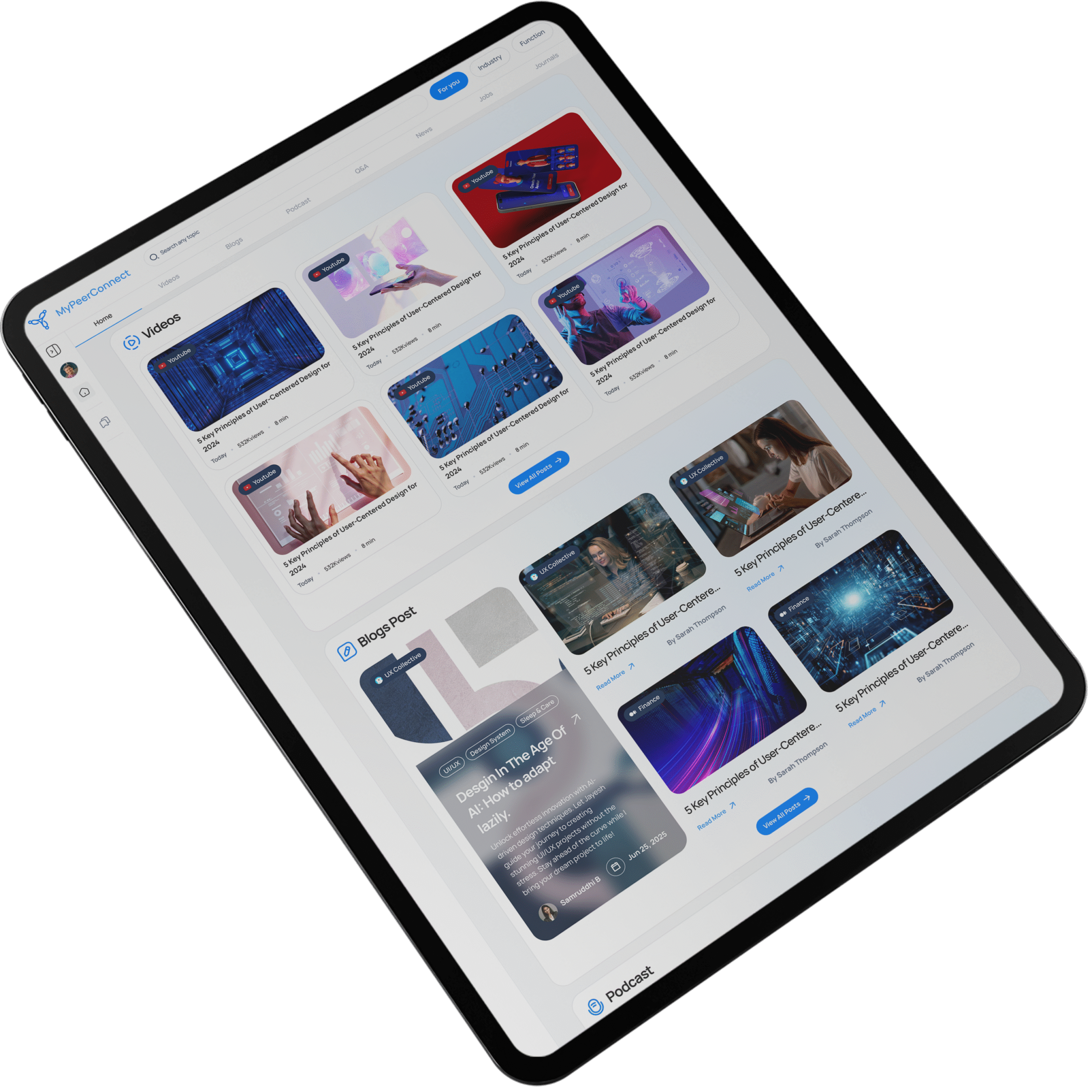 Peerconnect platform UI for professional networking and social UX by VelossaLabs